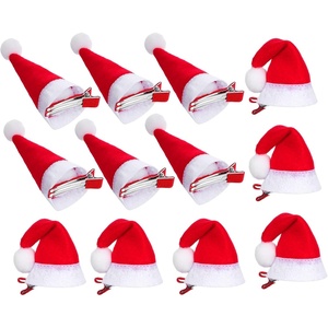 image:imageBeaupretty Mini Santa Hat Hair Clips Christmas Hat Hairpin Santa Clips Christmas Barrettes Xmas Hair Clips for Winter Plush