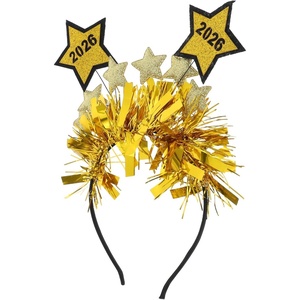 image:imageBeaupretty New Year Party Supplies 2026 Happy New Year Headband Tiara Stars Hairband Golden Holiday Party HeaddressGolden