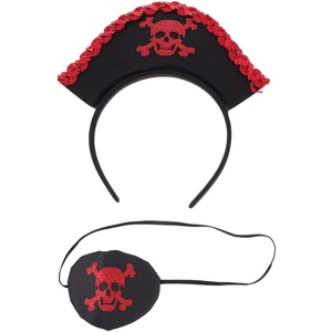 image:imageBeaupretty Pirate Hat Headband Black Eye Patch Party Hat Pirate Dress up Cosplay Costume Accessories Performance Props for Halloween Birthday Party