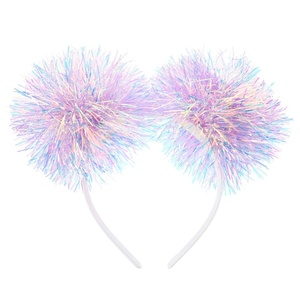 image:imageBeaupretty Pom Pom Headband Glitter Tinsel Boppers Hair Band Snowflake Fluffy Ball Hair Accessories for Christmas Party PurplePurple