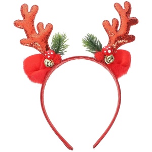 image:imageBeaupretty Reindeer Antlers Headband Elk Antler Headband with Bell Headpiece Christmas Festival Party Accessories for Women and GirlsRedRed