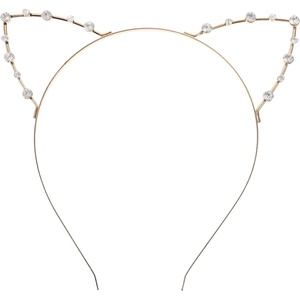 image:imageBeaupretty Rhinestone Cat Ear Headband Cute Animal Ear Hair Hoop Crystal Headwear Fancy Dress Hair Accessories For Wedding Costume Party Golden
