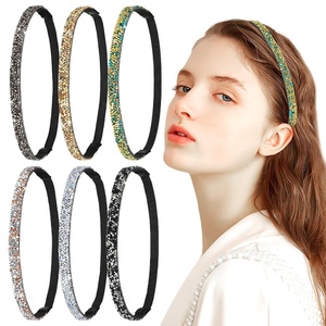 image:imageBeaupretty Rhinestone Elastic Headbands Set of 6 Thin Sparkly Hair Bands Lightweight NonSlip Decorative Hair Accessories for Women Weddings Parties