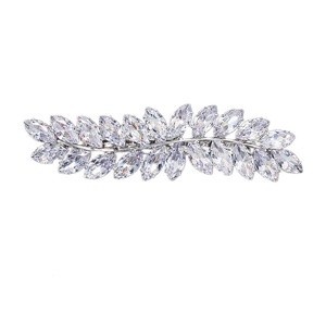 image:imageBeaupretty Rhinestone Hair Clips Crystal Leaf Hair Clip Diamond Hair Barrettes Hair Bang Clamp Decorative Alligator Hair Pins For Women Weddings Bridal Hair Accessories SilverSilver