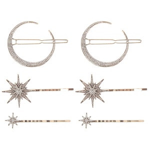 image:imageBeaupretty Rhinestone Star Hair Clips Retro Moon Hair Clips Snowflake Bobby Pin Hair Accessories for Women Girls GoldenGolden