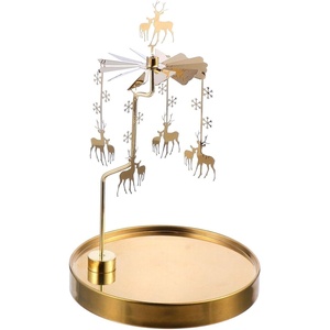 image:imageBeaupretty Romantic Metal Tealight Candlestick Deer Candle Spinner Rotary Spinning Candle Holder Jewelry Dish Holder for Christmas Wedding Home Decor