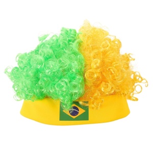 image:imageBeaupretty Short Curly Afro Wig with USA Flag Hairband Patriotic Sports Fan Wig for Soccer Football Matches Fluffy National Flag Costume AccessoryGreen