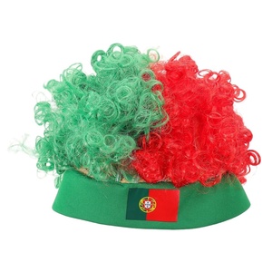 image:imageBeaupretty Short Curly Afro Wig with USA Flag Hairband Patriotic Sports Fan Wig for Soccer Football Matches Fluffy National Flag Costume AccessoryMulticolor