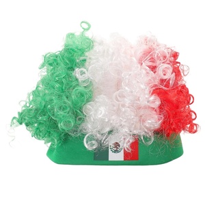 image:imageBeaupretty Short Curly Afro Wig with USA Flag Hairband Patriotic Sports Fan Wig for Soccer Football Matches Fluffy National Flag Costume AccessoryWhite