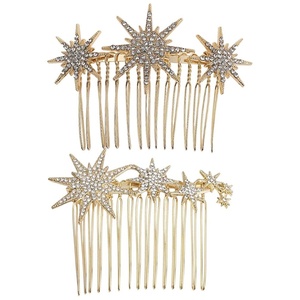 image:imageBeaupretty Snowflake Rhinestone Clips for Bridal Hair Decor  Silver Metal Hair Combs for WeddingGolden