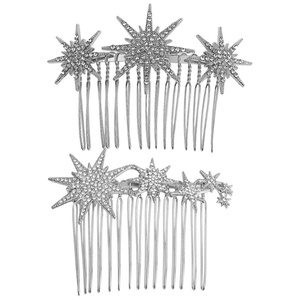 image:imageBeaupretty Snowflake Rhinestone Clips for Bridal Hair Decor  Silver Metal Hair Combs for WeddingSilver
