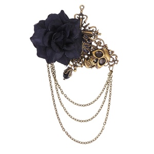 image:imageBeaupretty Vintage Steampunk Hair Clip Retro Cross Brooch Rose Skeleton Hairpin Halloween Skeleton Hair Clip Punk Gothic Headwear for Women and Men Black