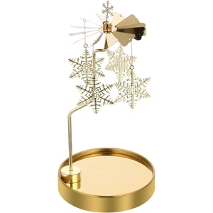 image:imageBeaupretty Wedding Decor Rotary Candle Holder Christmas Candle Stand Candle Holder Golden Rotating Candlestick for Wedding Christmas PartySnow Desktop StandGolden