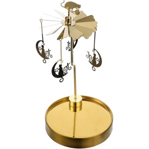 image:imageBeaupretty Wedding Decor Rotary Candle Holder Christmas Candle Stand Candle Holder Golden Rotating Candlestick for Wedding Christmas PartySnow Desktop StandGolden 1