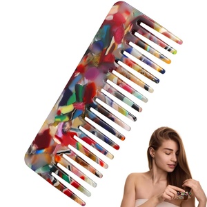 image:imageBeaupretty Wide Tooth Comb Tortoise Comb Hair Detangler No Handle Acetate Pocket Hairdressing for Thick Curly Wavy Wet Dry Hair White for Women amp MenColorful