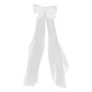 image:imageBeaupretty Womens Headbands Wedding Bridal Hair Accessories  White Bow Clip Short Veil and Bowknot Hair Clip for Bride Decor