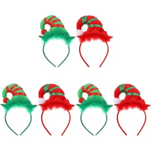 image:imageBeaupretty Xmas Hat Hairbands 6 Pcs Christmas Party Headband Set Lightweight Plush Festival Headdress for Kids and Adults