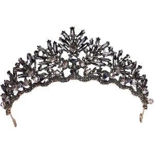 image:imageFRCOLOR Vintage Baroque Crown Bridal Tiara Alloy Wedding Headpiece Black Elegant Hair Accessory for Weddings Engagements and Parties