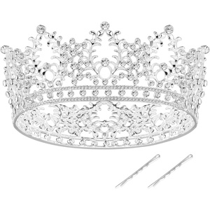 image:imageFrcolor Vintage Crystal Rhinestone Bridal Wedding Crown Bling Tiara with Side Comb Silver