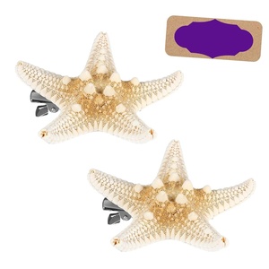 image:imageHair Clip 2Pcs Nautical Hair Accessories for Women and Girls Coastal Mermaid Clips 24X24X1 Inch Handmade Natural Star Barrettes