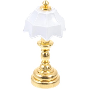image:imageStreet Lamp Miniature Dollhouse Table Lamp Mini Light Bedside Lamp Garden Pots Decoration for Dolls House Furniture Toy Home Decorations Dollhouse Table LampGolden