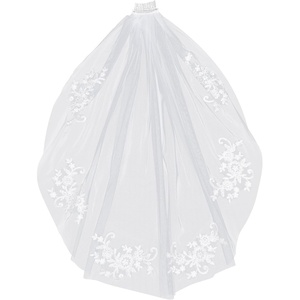 image:imageWedding Veil Comb Elegent Lace Appliques Wedding Veil Crystal Beaded With Comb White Headpiece Bridal Shower Bridesmaid Favors
